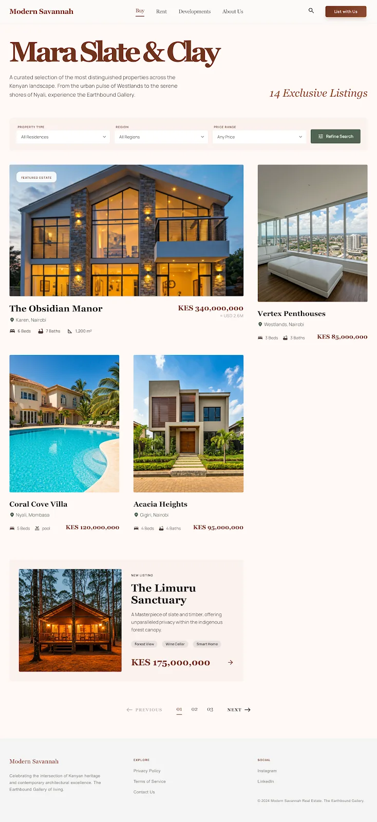 Meridian Estates — real estate platform design